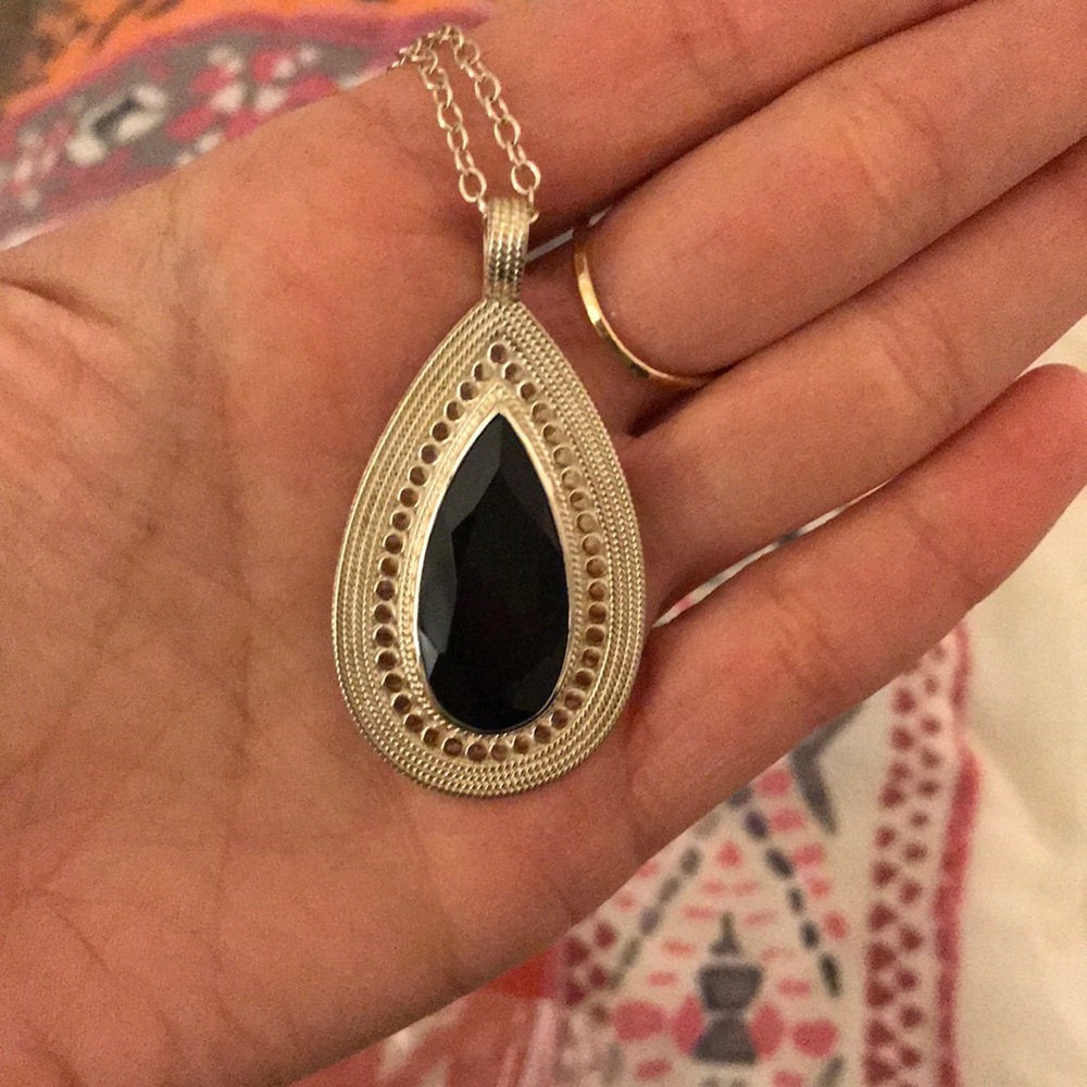 Anna Beck onyx and silver necklace